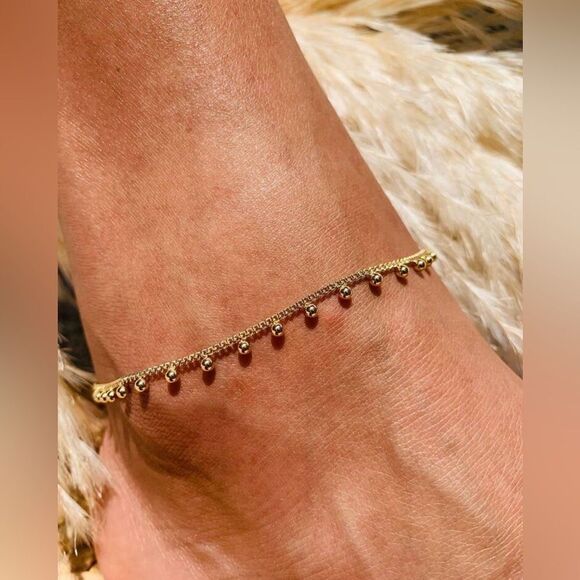 Gold Beaded Anklet #1523 - Picture 1 of 4